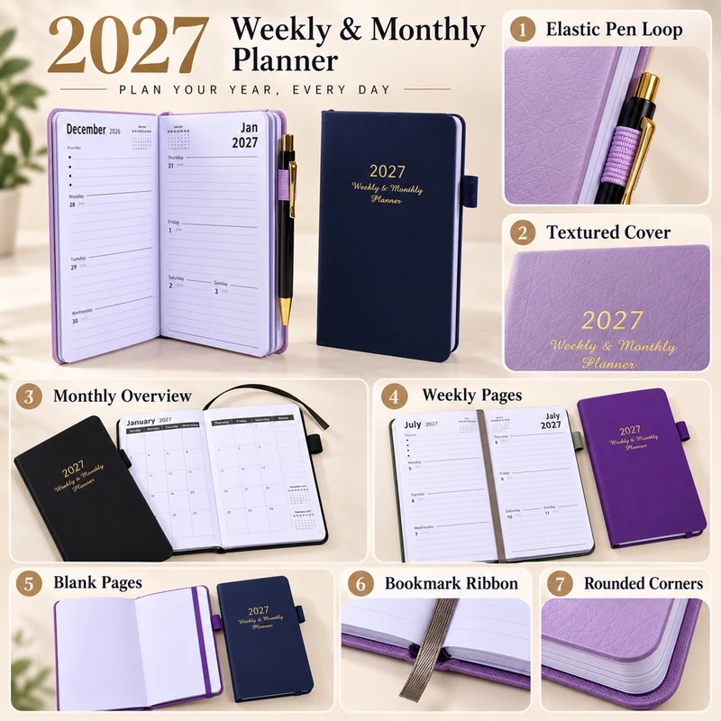 2027 Weekly & Monthly Planner, - огляд і ціна Leather Work Diary Covers